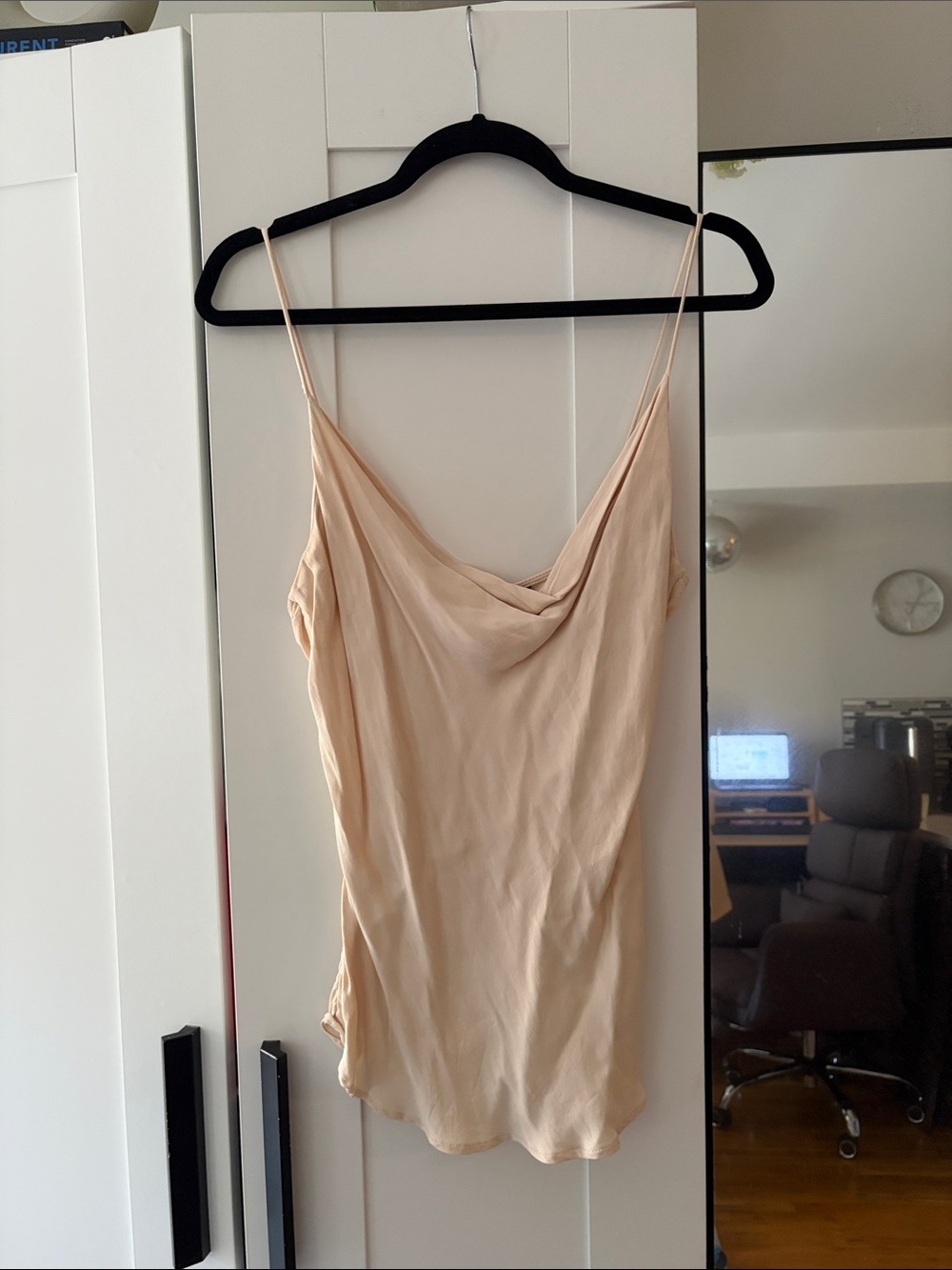 Zara Neutral Beige Satin Cowl Neck Camisole
